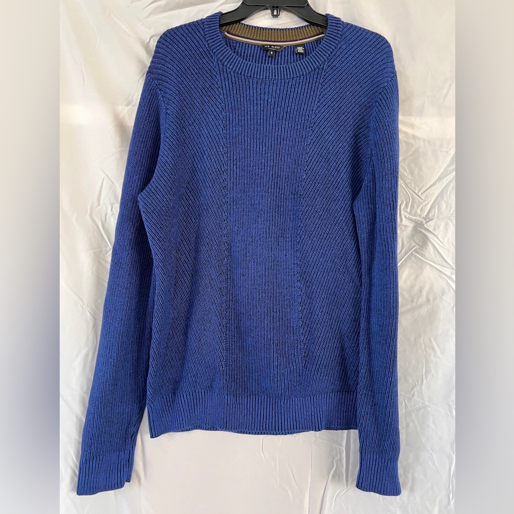 Ted Baker Blue London Mixme Ribbed Knit Crewneck Sweater Size 5 (US XL)